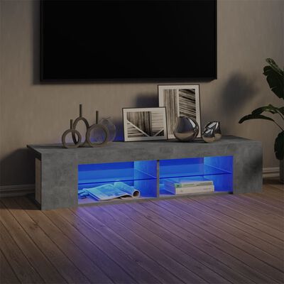 vidaXL TV-Schrank mit LED-Leuchten Betongrau 135x39x30 cm