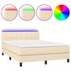 vidaXL Boxspringbett mit Matratze & LED Creme 140x190 cm Stoff