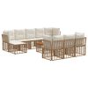 vidaXL Outdoor-Sofagarnitur 11 pcs Nat&uuml;rlich und Cremwei&szlig; Polyester