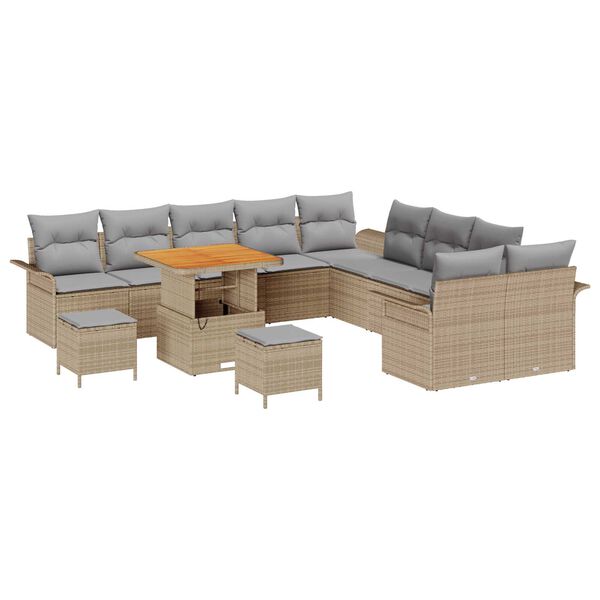 vidaXL Garten-Sofa-Set 13 pcs Beige Poly-Rattan