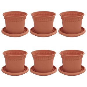 vidaXL Blument&ouml;pfe 6 pcs Ziegelrot &Oslash; 12,5 x 10 cm Kunststoff