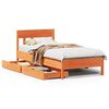 vidaXL Massivholzbett ohne Matratze Wachsbraun 100x200 Kiefernholz