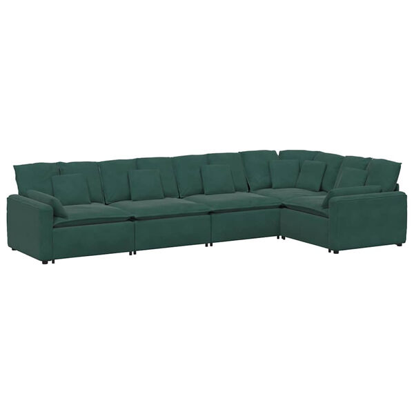 vidaXL Modulares Sofa mit Kissen Samt Dunkelgr&uuml;n