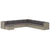 vidaXL 10-tlg. Garten-Lounge-Set mit Kissen Grau Poly Rattan