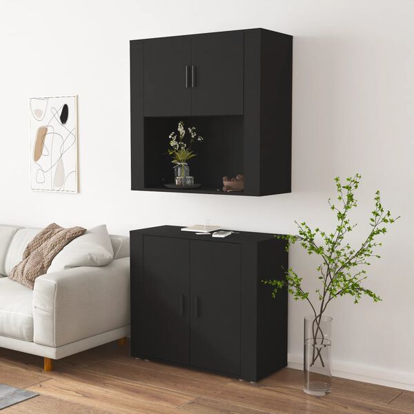 vidaXL Highboard Schwarz Holzwerkstoff