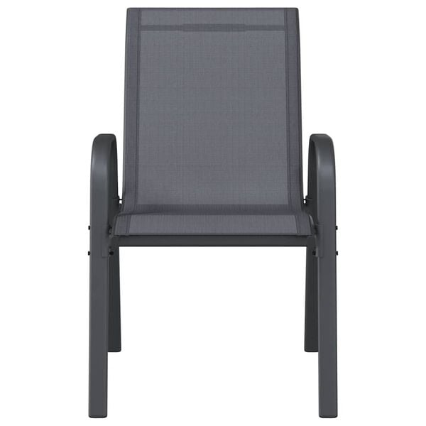 vidaXL Stapelbare Gartenst&uuml;hle 2 Stk. Grau Textilene