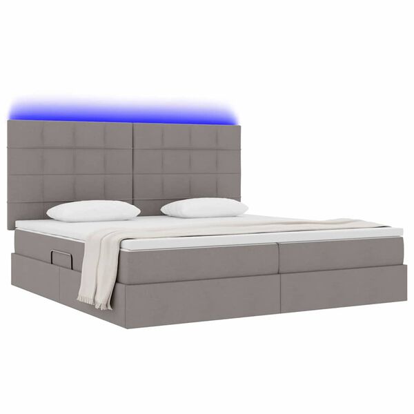 vidaXL Bett mit Stauraum und LED Taupe 200 x 200 cm Polyester