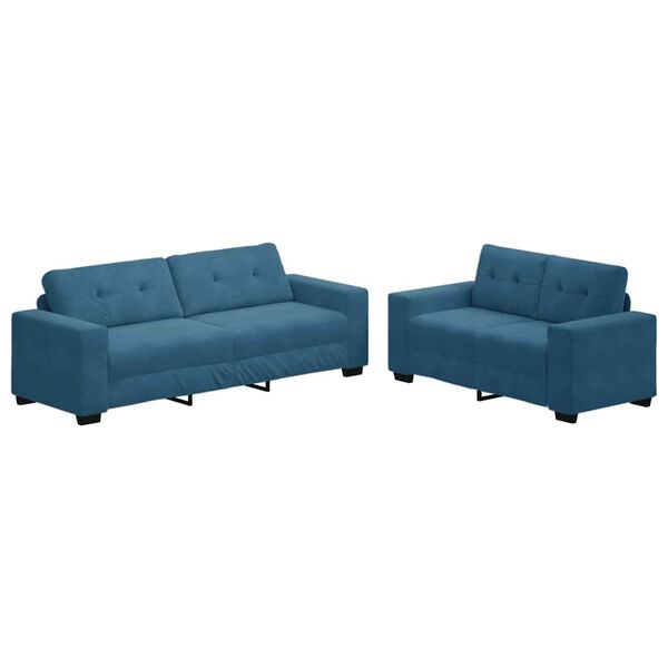 vidaXL | Sofa Set | 2 pcs Blau 221 x 78 x 80 cm Samt