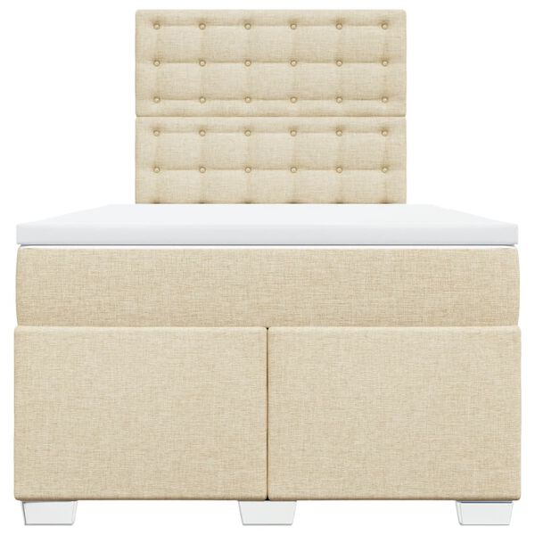 vidaXL Boxspringbett mit Matratze Creme 120x200 cm Stoff
