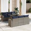 vidaXL 7-tlg. Garten-Sofagarnitur mit Kissen Grau Poly Rattan Akazie
