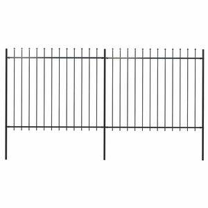 vidaXL Gartenzaun mit Speerspitze Stahl 337 x 150 cm Schwarz