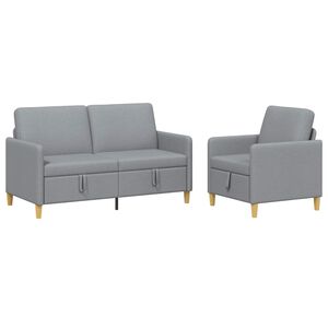 vidaXL Sofa Set mit Stauraum 2 stk. Hellgrau Polyester