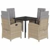 vidaXL 5-tlg. Garten-Essgruppe mit Kissen Beige Poly Rattan