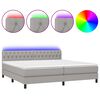 vidaXL Boxspringbett mit Matratze & LED Hellgrau 200x200 cm Stoff