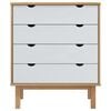 vidaXL Schubladenschrank OTTA Braun&Weiß 76,5x39,5x90 cm Massivholz