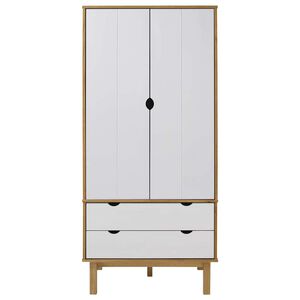 vidaXL Kleiderschrank OTTA Braun&Wei&szlig; 76,5x53x172 cm Massivholz Kiefer