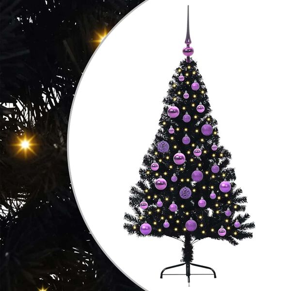 vidaXL K&uuml;nstlicher vorbeleuchteter Weihnachtsbaum Schwarz 120 cm PVC