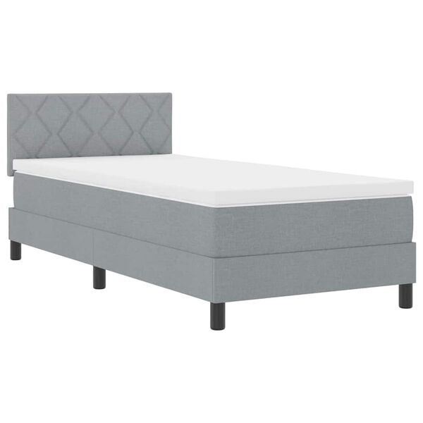 vidaXL Boxspringbett mit Matratze Hellgrau 90 x 200 cm Stoff
