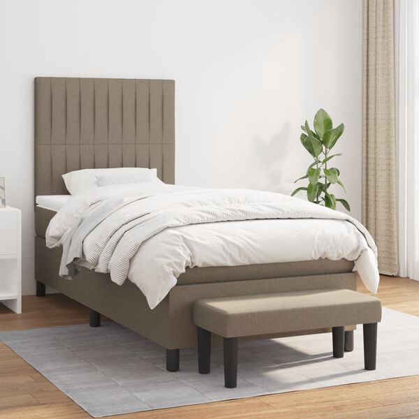 vidaXL Boxspringbett mit Matratze Taupe 80x200 cm Stoff