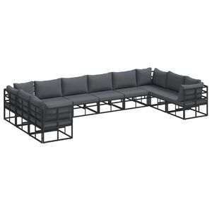 vidaXL Gartensofa-set 10 stk. Schwarz Aluminium