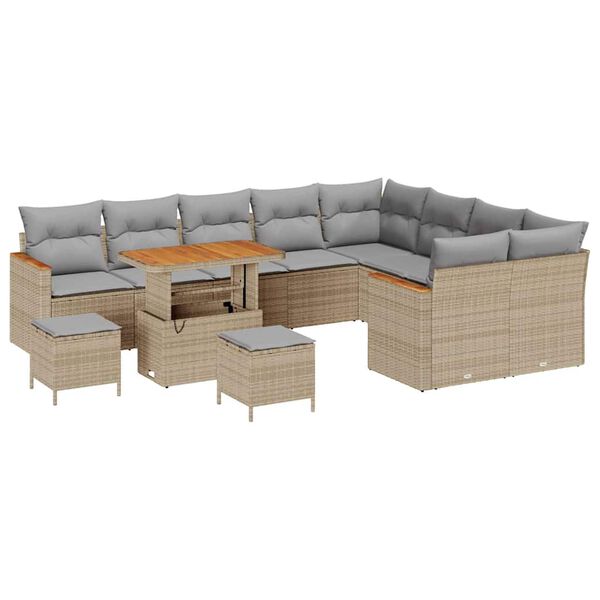 vidaXL Gartensofa-set 12 pcs Beige Poly-Rattan