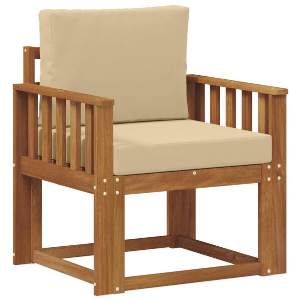 vidaXL Outdoor-Sofa Massives Akazienholz und Polyester Natur