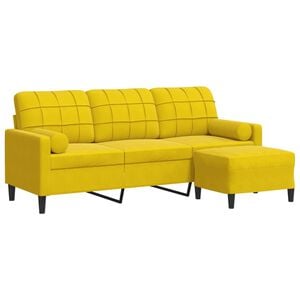 vidaXL 3-Sitzer-Sofa mit Hocker Gelb 180 cm Samt