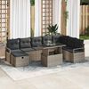 vidaXL Garten-Sofa-Set mit Kissen mit Speicher 9 pcs Grau Poly Rattan