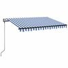 vidaXL Automatische Markise mit LED Windsensor 350x250 cm Blau Wei&szlig;