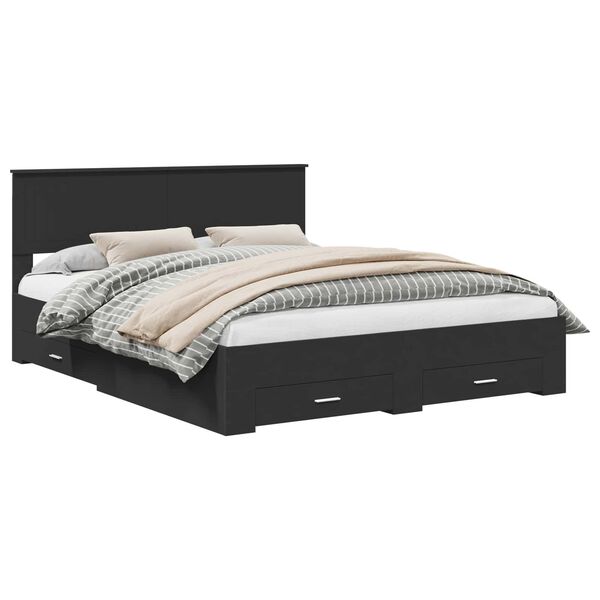 vidaXL Bettrahmen mit Kopfteil Schwarz 160 x 200 cm Holzwerkstoff