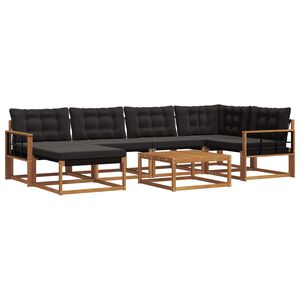 vidaXL Outdoor-Sofagarnitur mit Kissen 19 pcs Nat&uuml;rlich und Schwarz