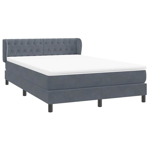 vidaXL Boxspringbett mit Matratze Dunkelgrau 160x210 cm Samt