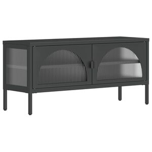vidaXL TV-Schrank Schwarz 105x35x50 cm Glas und Stahl