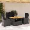 vidaXL 5-tlg. Garten-Essgruppe mit Kissen Schwarz Poly Rattan