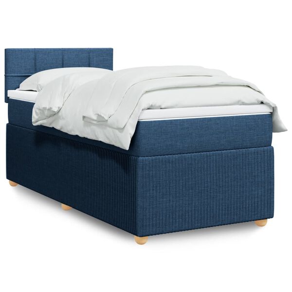 vidaXL Boxspringbett mit Matratze Blau 90x190 cm Stoff