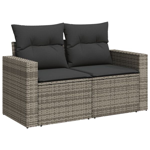 vidaXL 4-tlg. Garten-Sofagarnitur mit Kissen Grau Poly Rattan