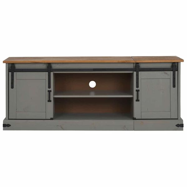 vidaXL TV-Schrank HALDEN 2 Schiebetüren Grau 150x40x60 cm Massivholz