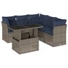 vidaXL 6-teiliges Gartensofa-Set mit Kissen, grau, Polyrattan