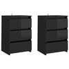 vidaXL Nachttische 2 Stk. Hochglanz-Schwarz 40x35x62,5cm Holzwerkstoff