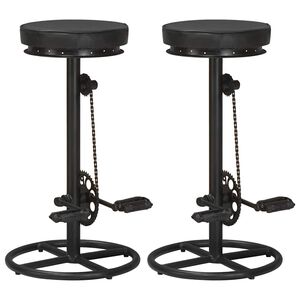 vidaXL Barhocker 2 Stk. Schwarz Echtes Ziegenleder