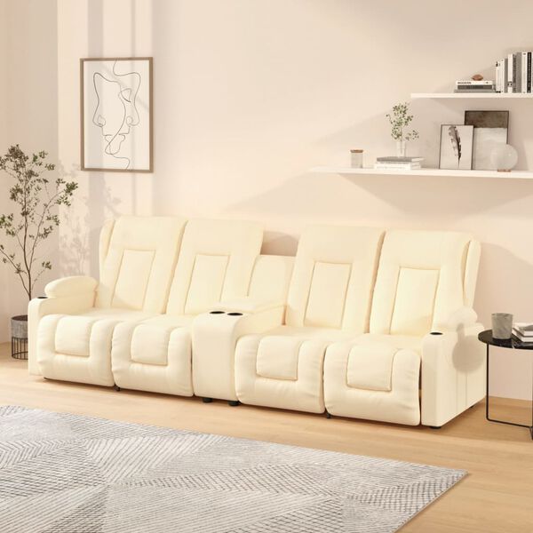 vidaXL 4-Sitzer Massagesessel mit Getränkehalter Creme Kunstleder