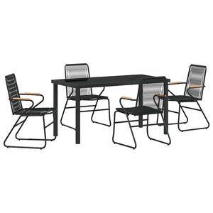 vidaXL Garten Essgruppe 5 stk. Schwarz Pulverbeschichteter Stahl