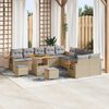 vidaXL Gartensofa-set mit Kissen 17 pcs Beige und Hellgrau Poly-Rattan