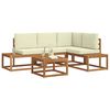 vidaXL Outdoor-Sofagarnitur mit Kissen 5 St&uuml;ck Natur und Creme
