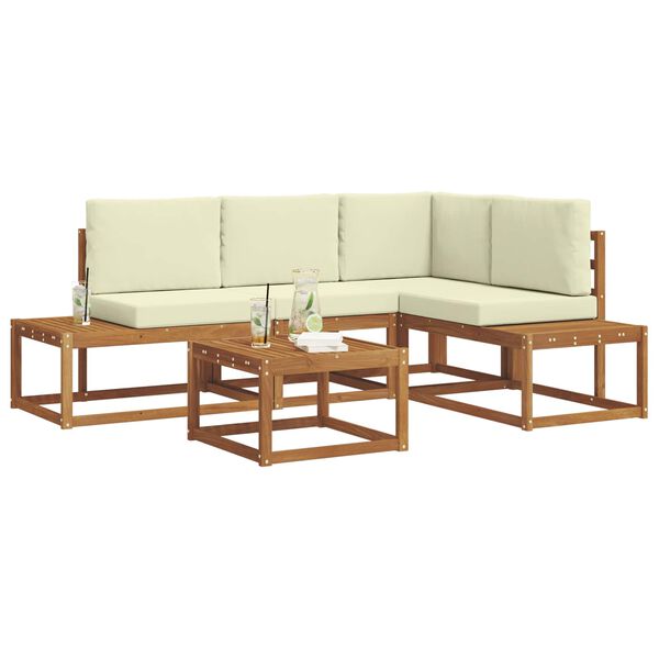 vidaXL Outdoor-Sofagarnitur mit Kissen 5 St&uuml;ck Natur und Creme