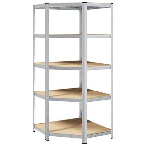 vidaXL Eckregal mit Regal Silber 90 x 90 x 198 cm Holzwerkstoff
