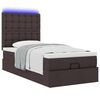 vidaXL Ottoman-Bett mit Matratze & LEDs Dunkelbraun 90x190 cm Stoff