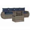 vidaXL 5-teiliges Gartensofa-Set mit Kissen, grau, Polyrattan
