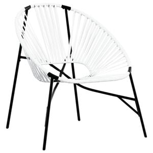 vidaXL Gartenstuhl in Ei-Form Schwarz und Wei&szlig; Poly Rattan