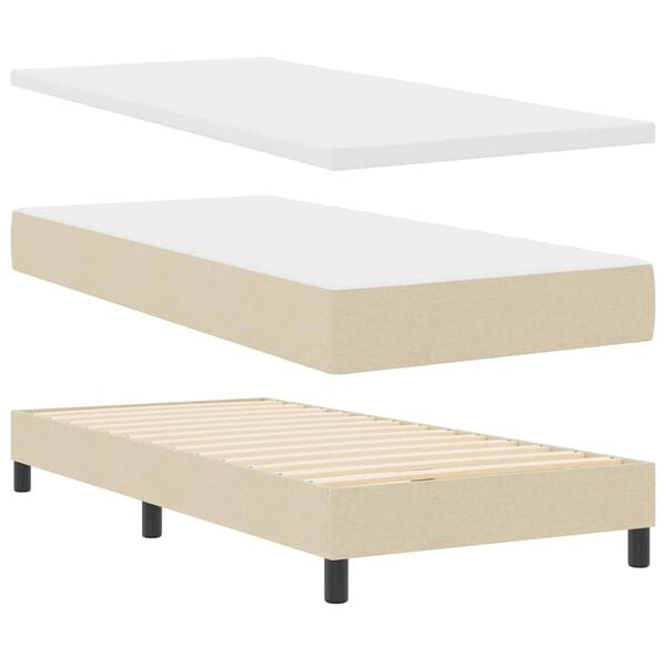vidaXL Boxspringbett mit Matratze Creme 190 x 140 cm Polyester